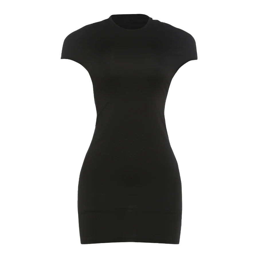 Kliou Sexy Backless Mini Dress Woman o-Neck Short Sleeve Skinny Peach Hip Hot Girls Midnight Club Party Fashion Style Bodycon