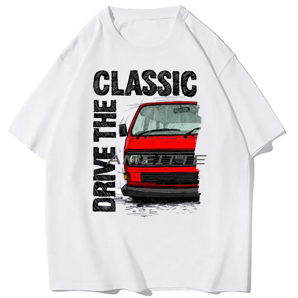 Drive The Classic T25 T3 Campervan Vintage T-Shirt Men Short Sleeve Funny Retro Car Driver Beach Style Boy Tops Mans White Tees