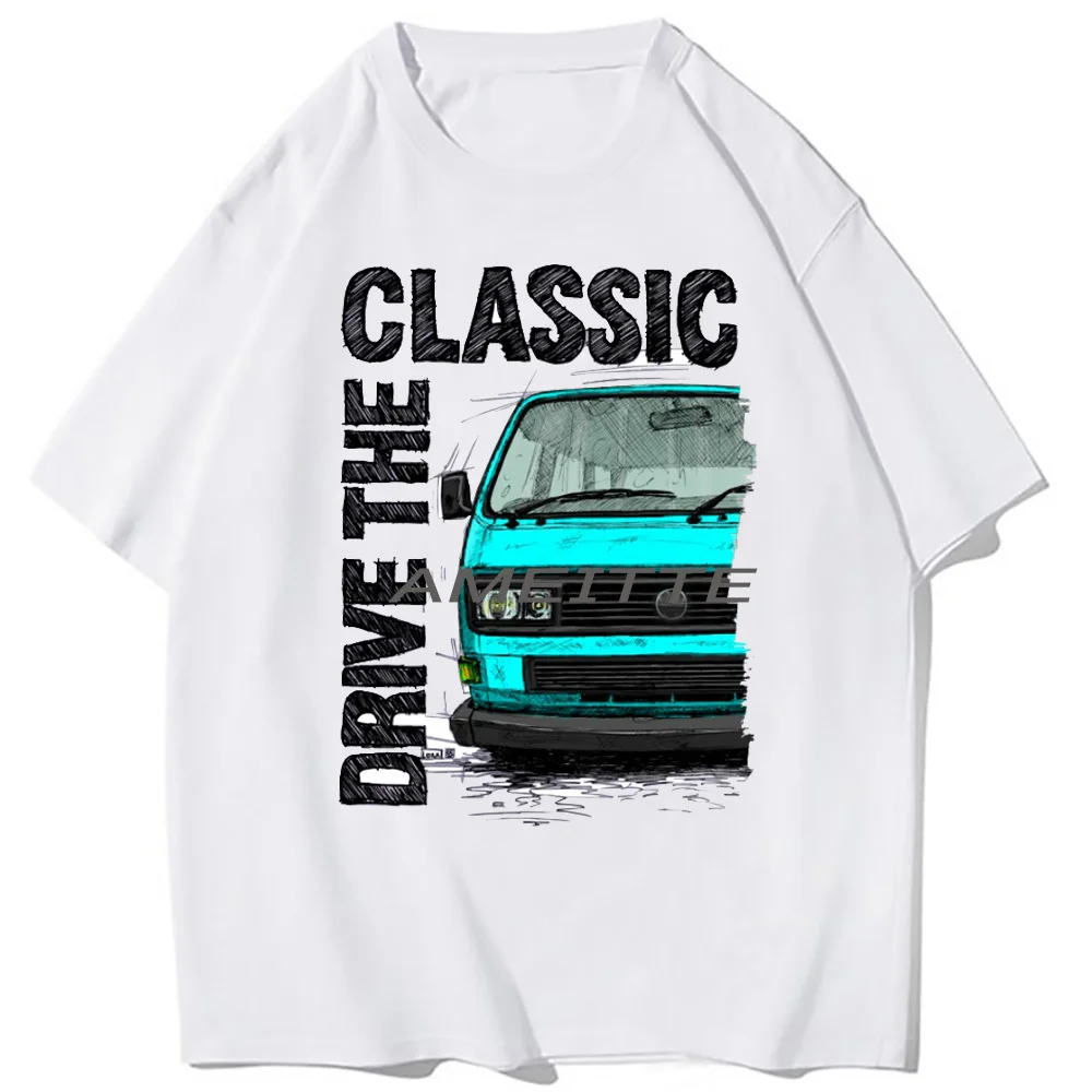Drive The Classic T25 T3 Campervan Vintage T-Shirt Men Short Sleeve Funny Retro Car Driver Beach Style Boy Tops Mans White Tees