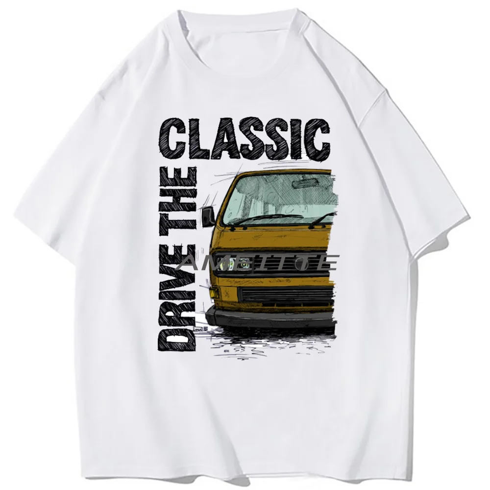 Drive The Classic T25 T3 Campervan Vintage T-Shirt Men Short Sleeve Funny Retro Car Driver Beach Style Boy Tops Mans White Tees