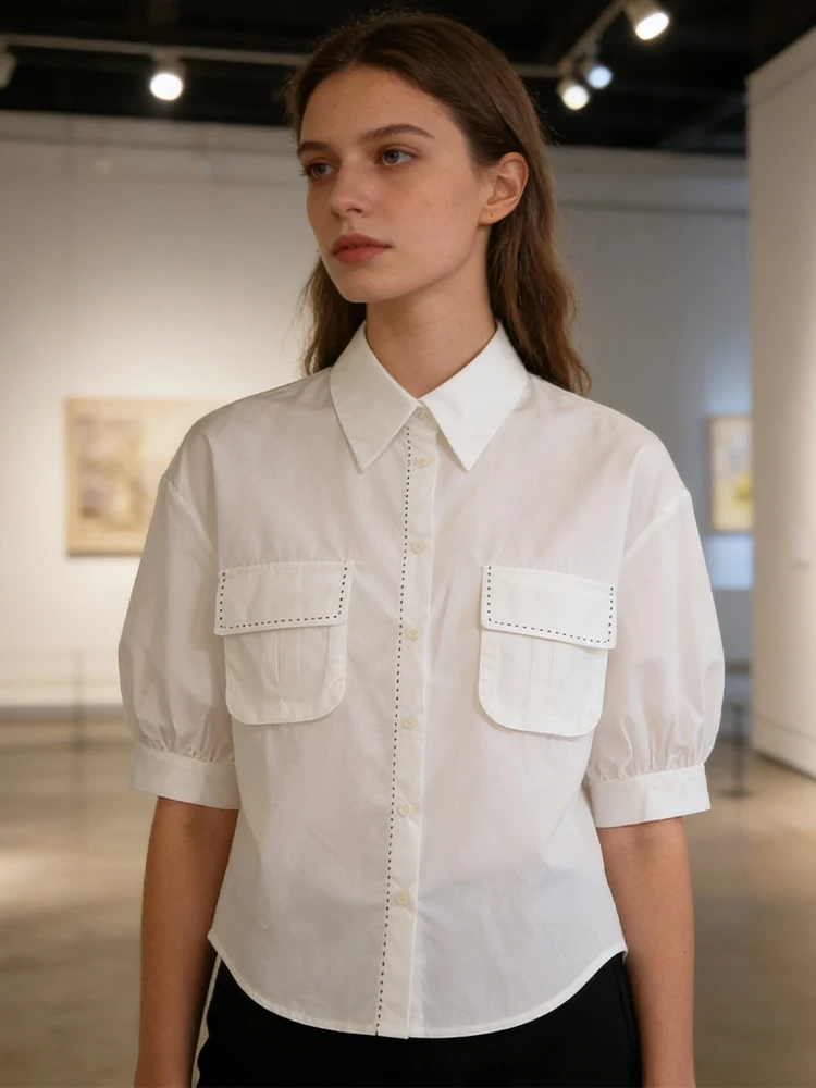 SLTNX Simple Style Commuter Fashion Short-sleeved Shirt for Women in Summer 2026 New Design Joker Casual Shirt