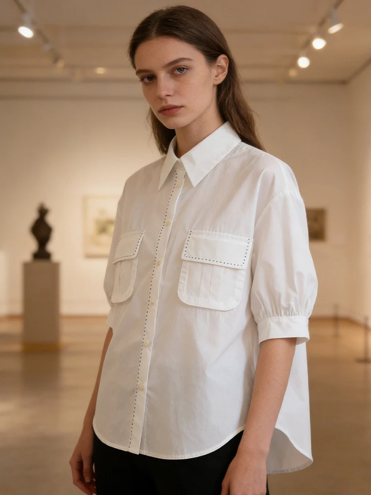 SLTNX Simple Style Commuter Fashion Short-sleeved Shirt for Women in Summer 2026 New Design Joker Casual Shirt