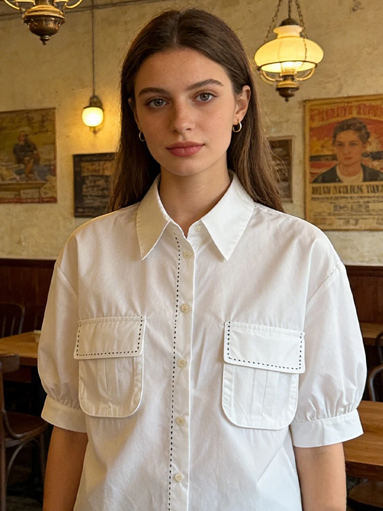 SLTNX Simple Style Commuter Fashion Short-sleeved Shirt for Women in Summer 2026 New Design Joker Casual Shirt
