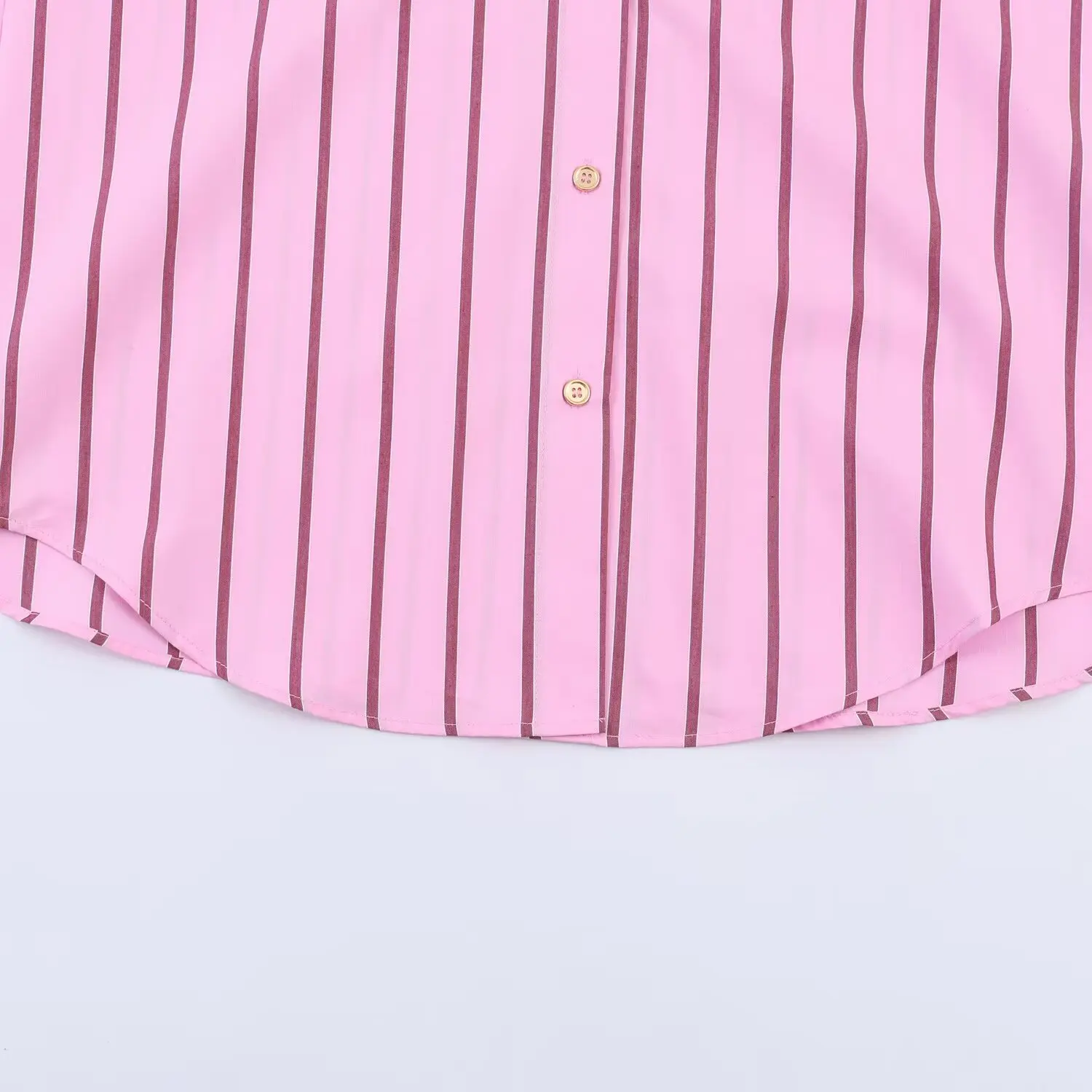 Spring Women's Casual Stripes Pink Shirts Trendy Vacation Buttons Lapel Shirts New 2026 Summer Fashion Female Streetwear