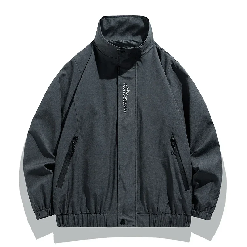 Spring Autumn New Baseball Collar Short Loose Solid Color Jacket Men Business Casual Thin Coat Trend Windbreaker Zipper Jacket