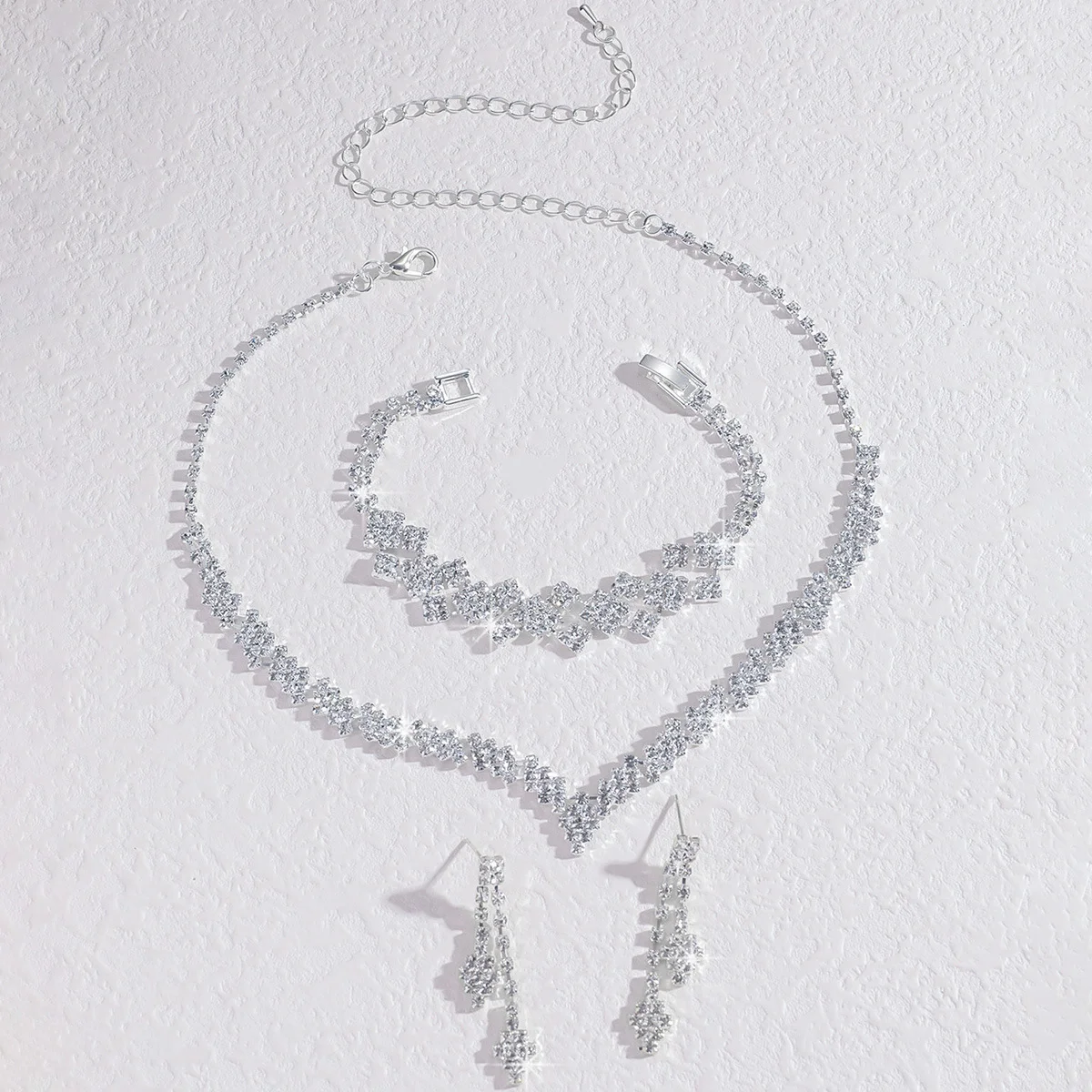 New bride necklace accessory women's neckpiece export European and American two-piece set of rhinestone jewelry set