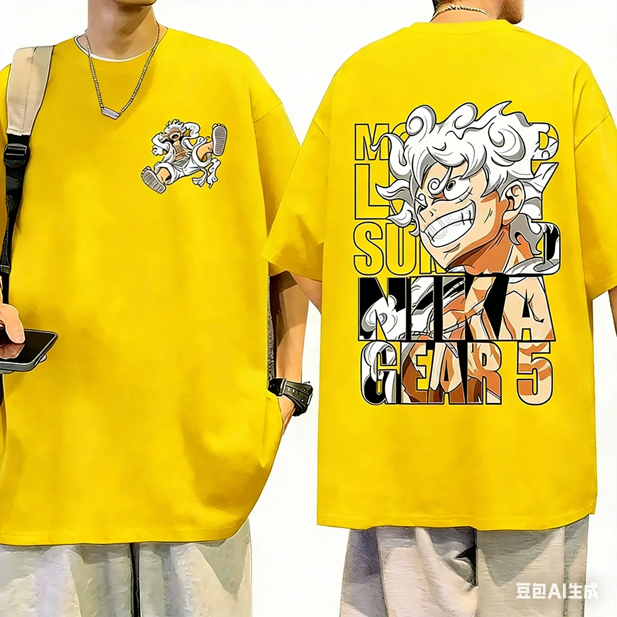 Adult and Children One Piece Luffy! Sun God Nika Form 3D Printed Cotton Short Sleeve, A Must-Have for Anime Fans
