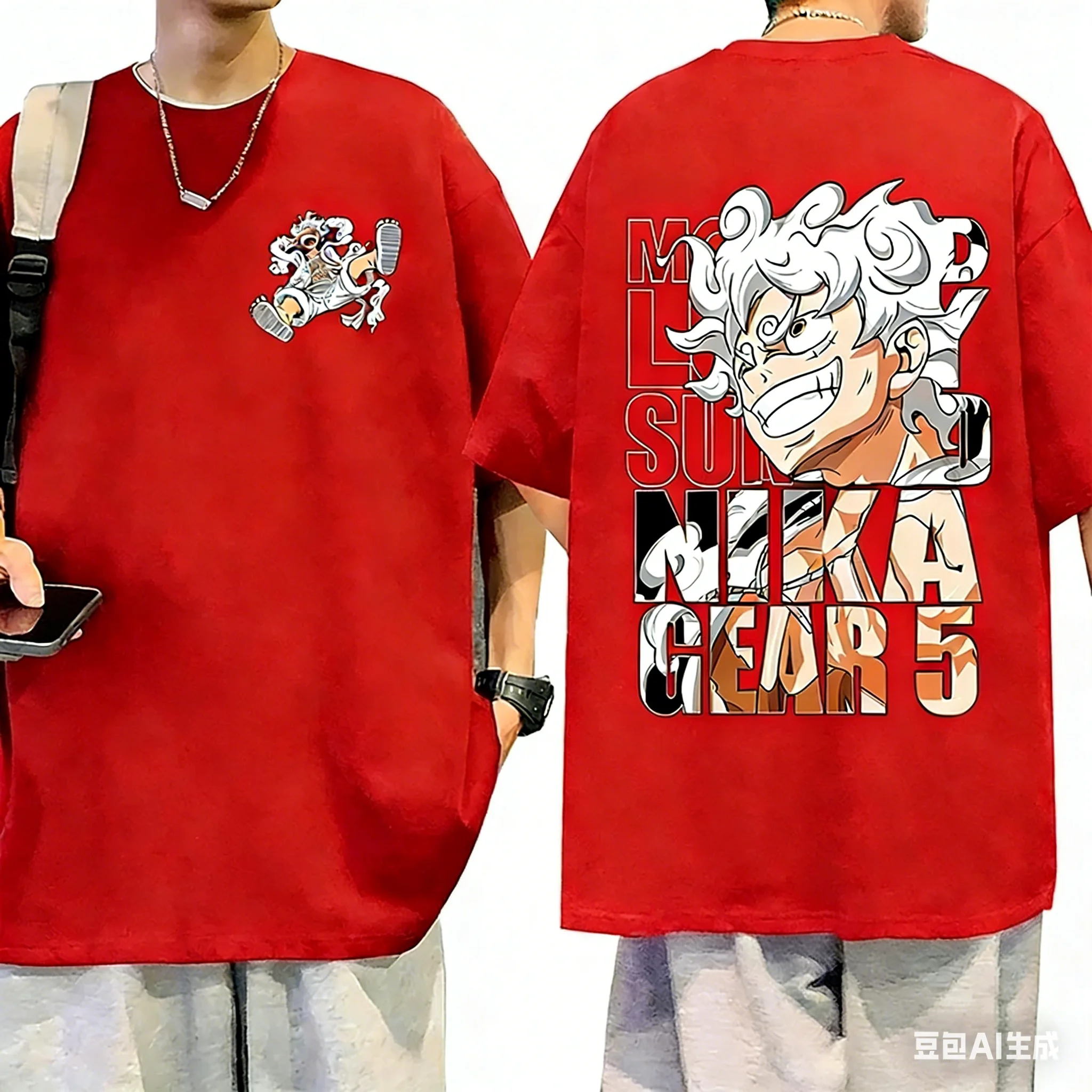 Adult and Children One Piece Luffy! Sun God Nika Form 3D Printed Cotton Short Sleeve, A Must-Have for Anime Fans
