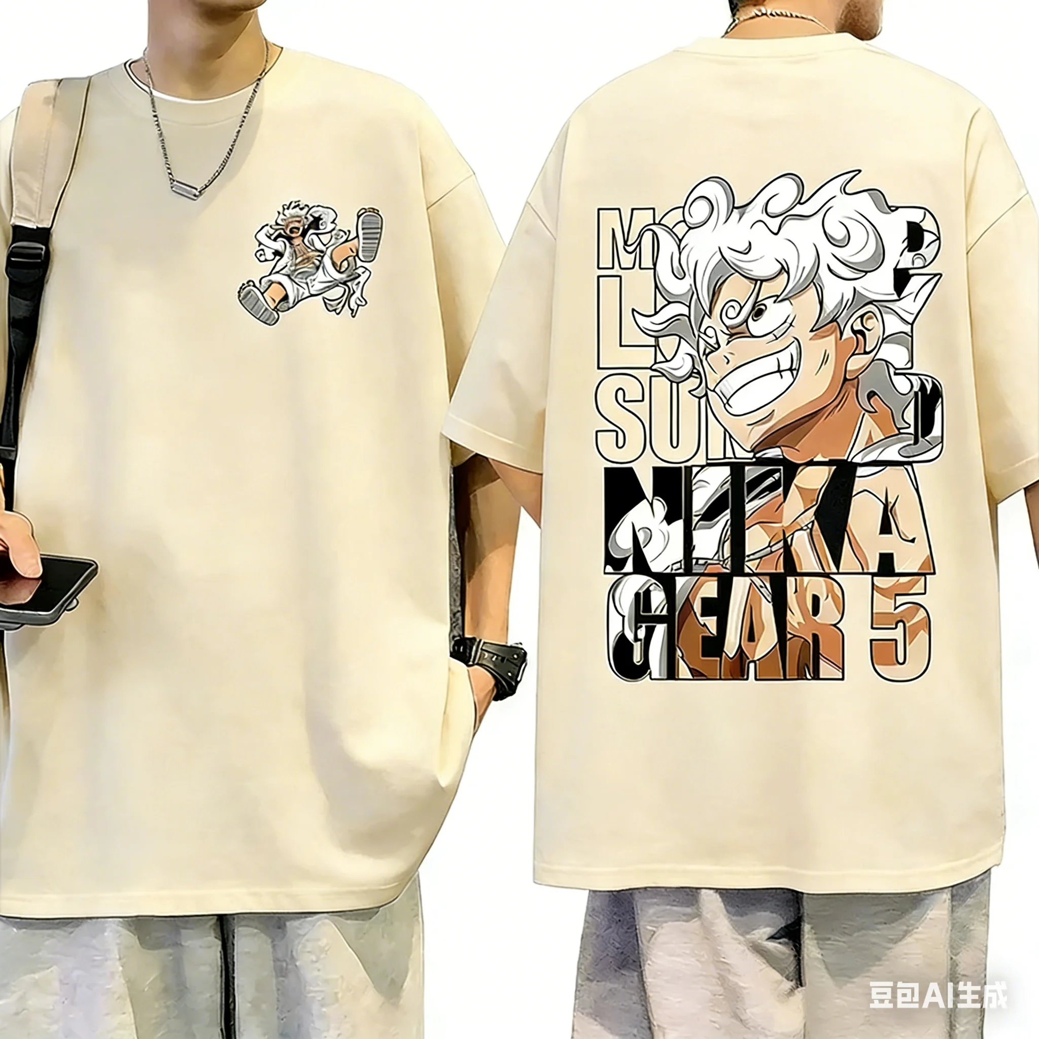 Adult and Children One Piece Luffy! Sun God Nika Form 3D Printed Cotton Short Sleeve, A Must-Have for Anime Fans