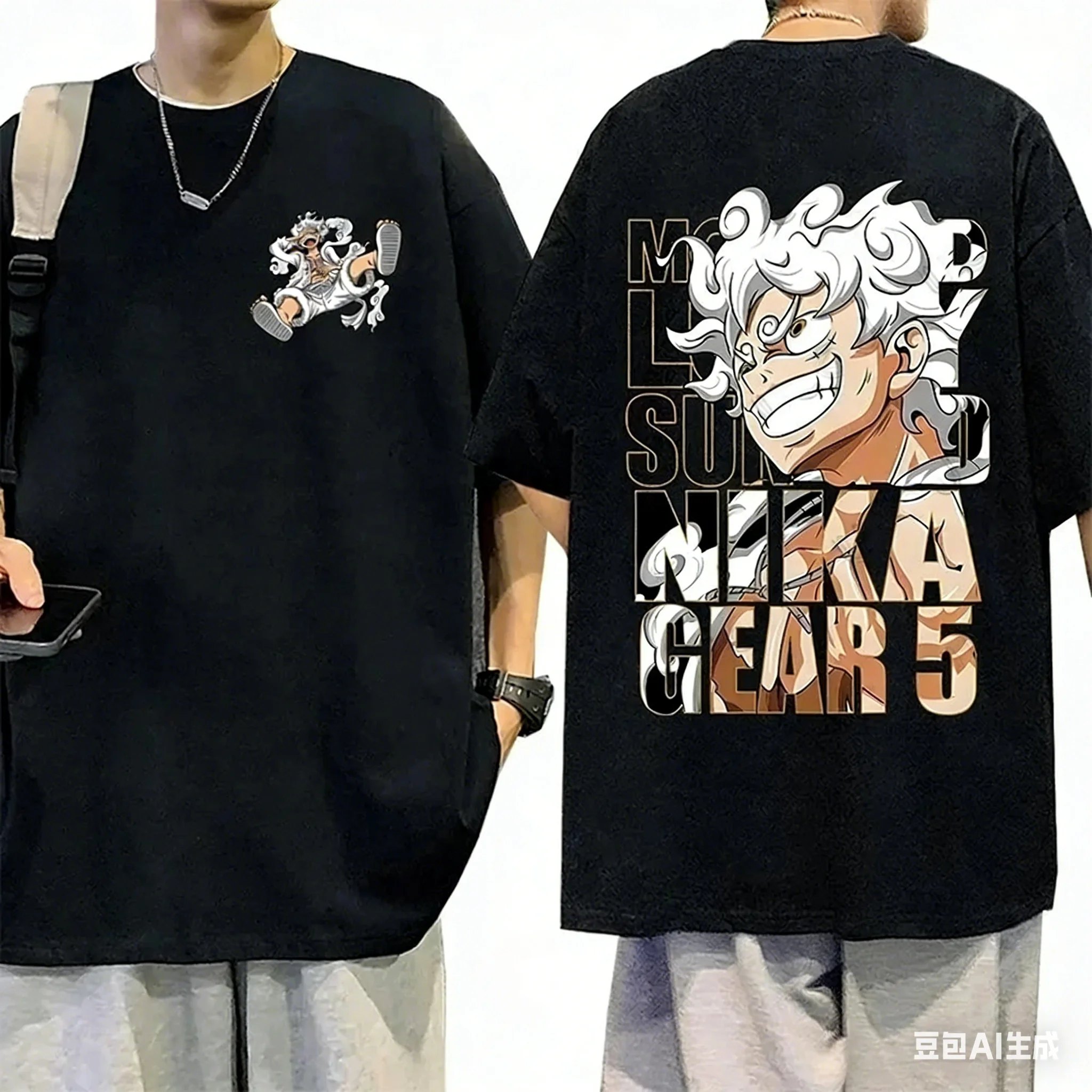 Adult and Children One Piece Luffy! Sun God Nika Form 3D Printed Cotton Short Sleeve, A Must-Have for Anime Fans