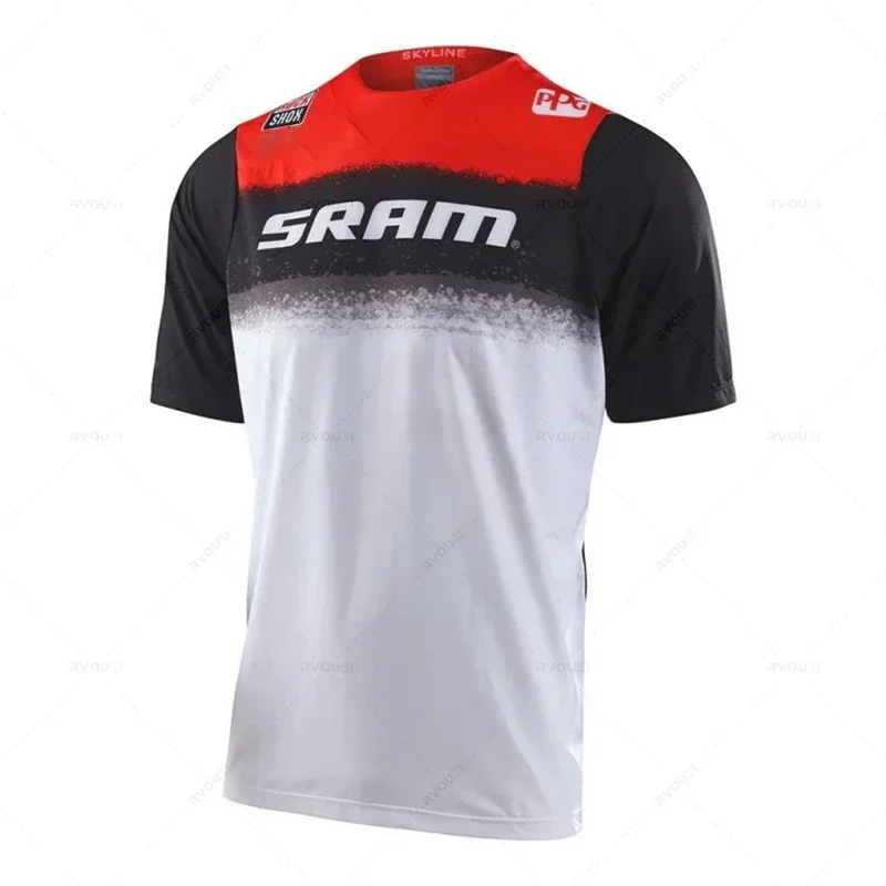 2026 Sram-Long Sleeve Motocross Jersey for Men, Downhill Cycling Jersey, Motorcycle T-shirts, Off-road Bicycle, Polyester, New