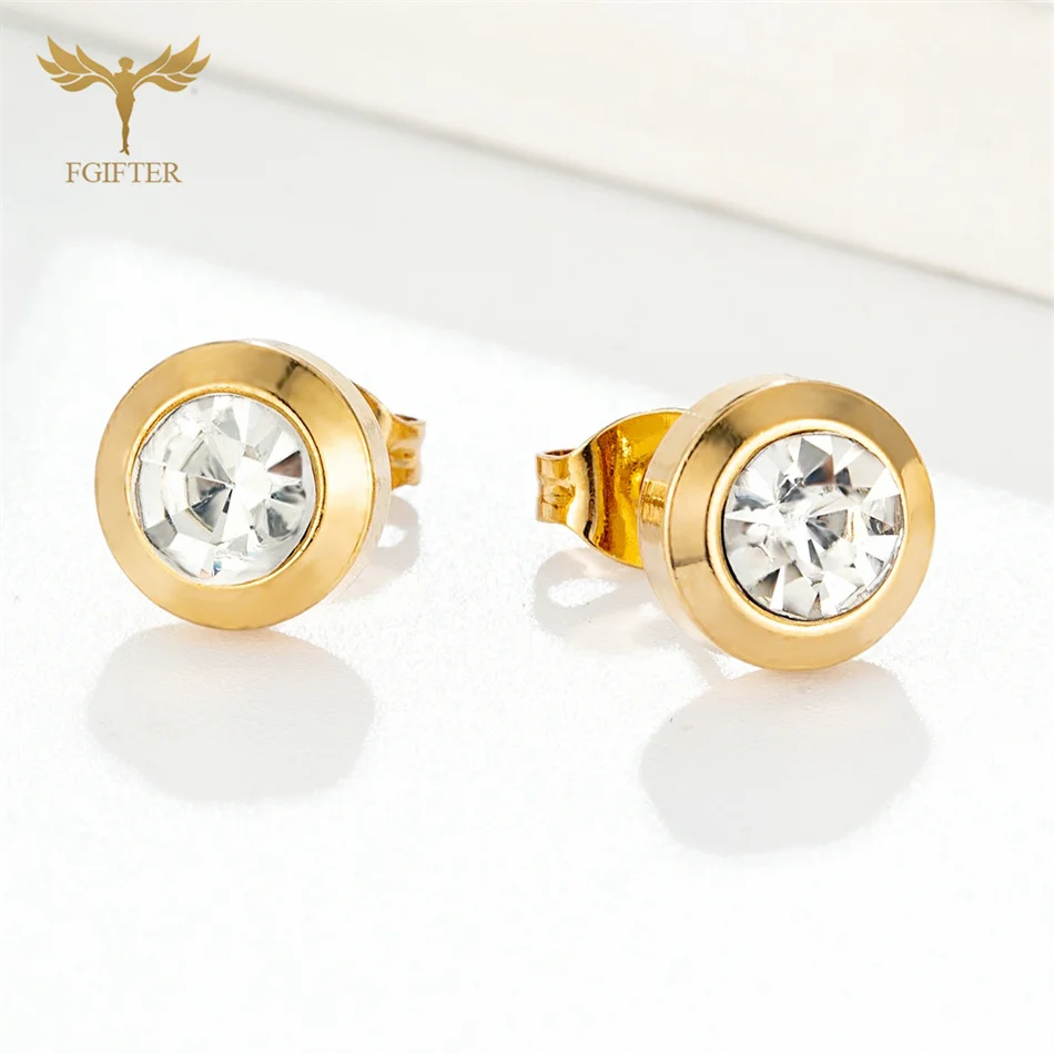 12 Pairs Surgical Stainless Steel Zircon Stud Earrings Pack Round Star Heart Flower Hexagon Triangle Fashion Jewelry Wholesale