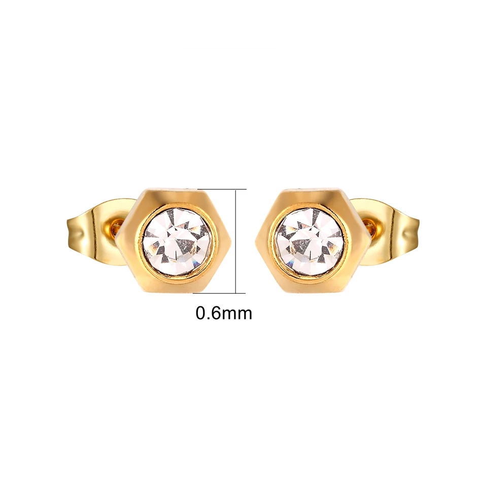 12 Pairs Surgical Stainless Steel Zircon Stud Earrings Pack Round Star Heart Flower Hexagon Triangle Fashion Jewelry Wholesale