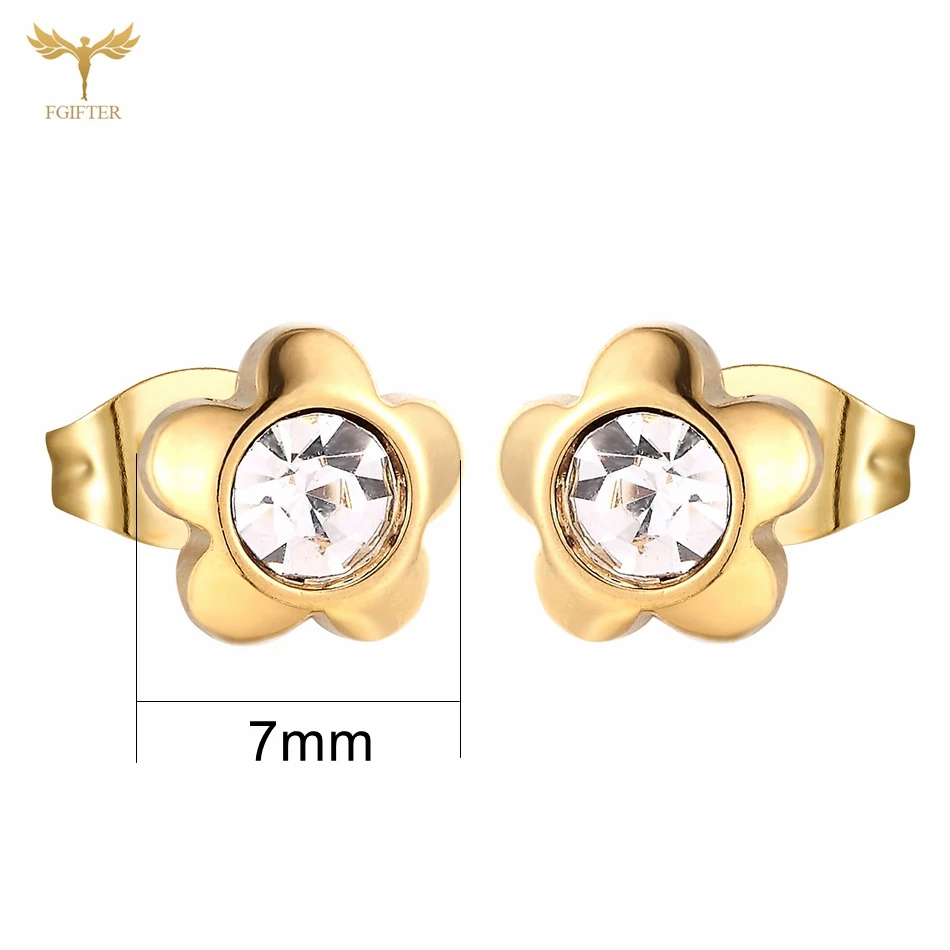 12 Pairs Surgical Stainless Steel Zircon Stud Earrings Pack Round Star Heart Flower Hexagon Triangle Fashion Jewelry Wholesale