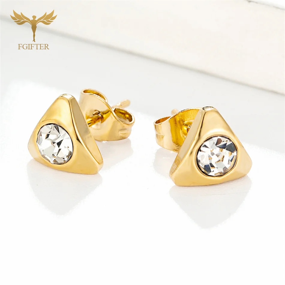12 Pairs Surgical Stainless Steel Zircon Stud Earrings Pack Round Star Heart Flower Hexagon Triangle Fashion Jewelry Wholesale