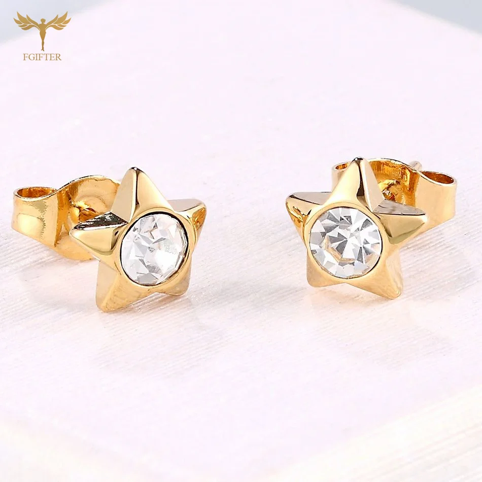 12 Pairs Surgical Stainless Steel Zircon Stud Earrings Pack Round Star Heart Flower Hexagon Triangle Fashion Jewelry Wholesale