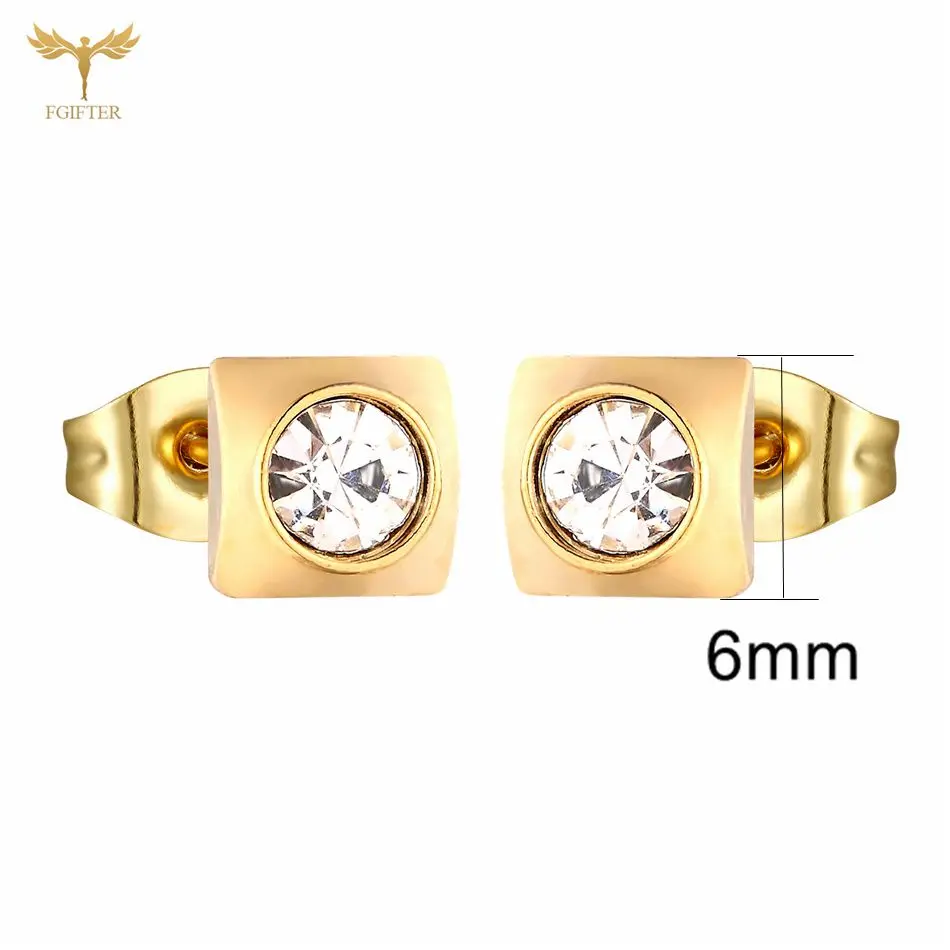 12 Pairs Surgical Stainless Steel Zircon Stud Earrings Pack Round Star Heart Flower Hexagon Triangle Fashion Jewelry Wholesale