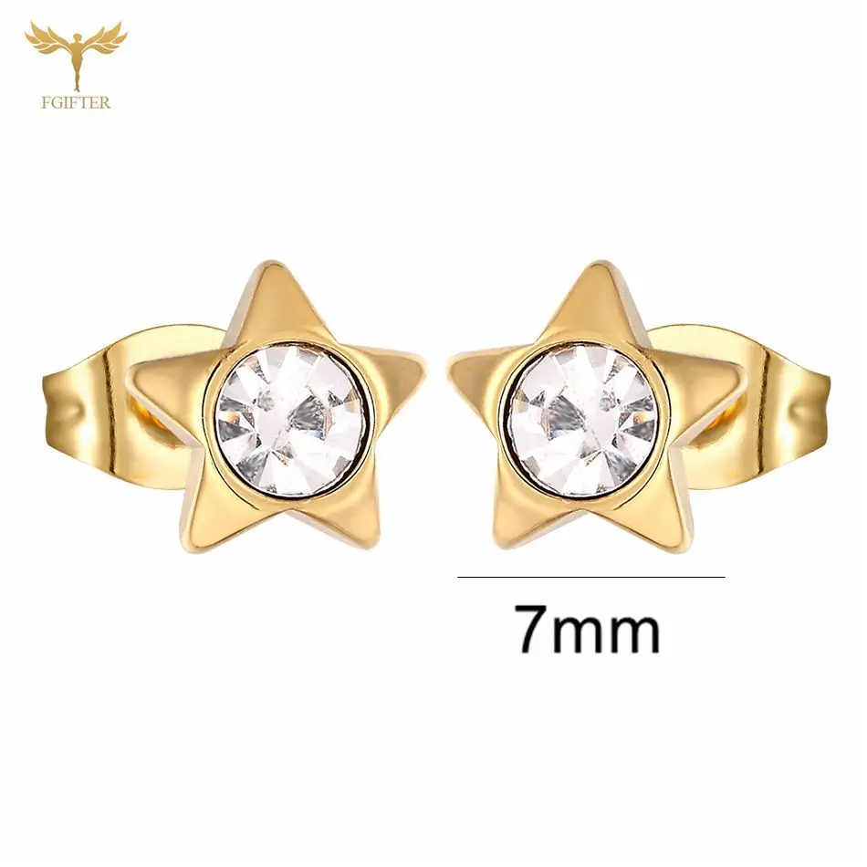 12 Pairs Surgical Stainless Steel Zircon Stud Earrings Pack Round Star Heart Flower Hexagon Triangle Fashion Jewelry Wholesale