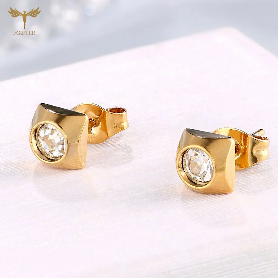 12 Pairs Surgical Stainless Steel Zircon Stud Earrings Pack Round Star Heart Flower Hexagon Triangle Fashion Jewelry Wholesale