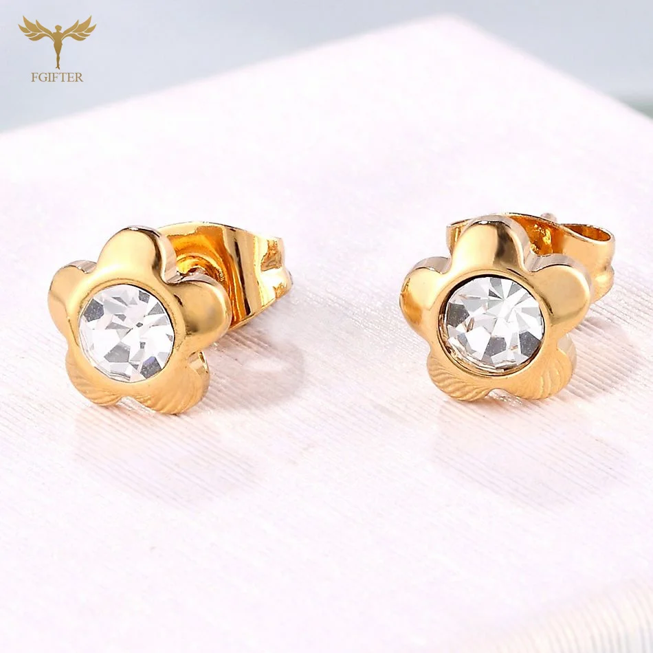 12 Pairs Surgical Stainless Steel Zircon Stud Earrings Pack Round Star Heart Flower Hexagon Triangle Fashion Jewelry Wholesale