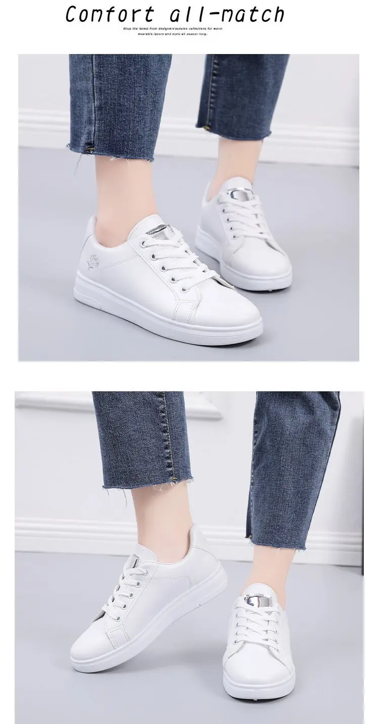 Spring Women Casual Shoes White Breathable Embroidered Flower Lace-Up Women Sneakers Fashion Korean Version Women Tennis Shoes