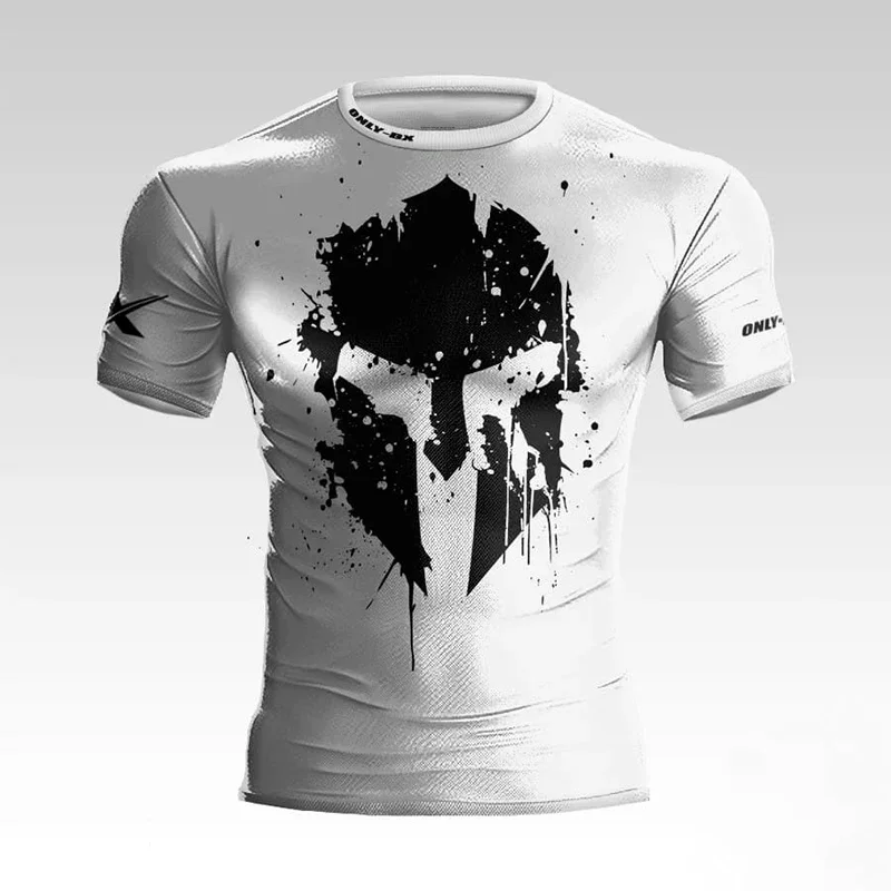 Summer new style Spartan helmet 3D printed men's T-shirt for boxing and fitness,daily outdoor activities.Quick-drying.Streetwear