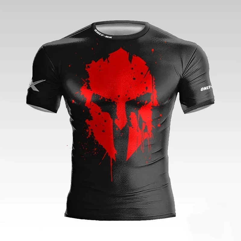 Summer new style Spartan helmet 3D printed men's T-shirt for boxing and fitness,daily outdoor activities.Quick-drying.Streetwear