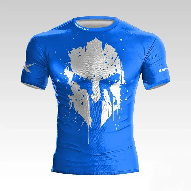 Summer new style Spartan helmet 3D printed men's T-shirt for boxing and fitness,daily outdoor activities.Quick-drying.Streetwear
