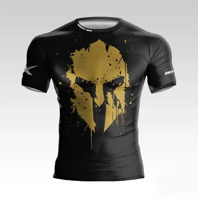 Summer new style Spartan helmet 3D printed men's T-shirt for boxing and fitness,daily outdoor activities.Quick-drying.Streetwear