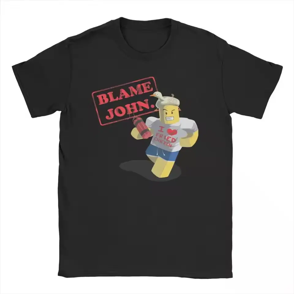 Shedletsky Blame John Forsaken White Casual T-Shirt Men's and Women's Luxury Brand Top