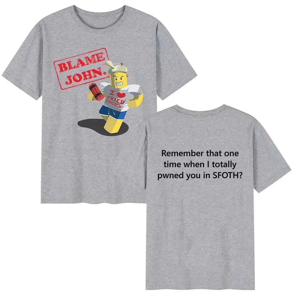 Shedletsky Blame John Forsaken White Casual T-Shirt Men's and Women's Luxury Brand Top