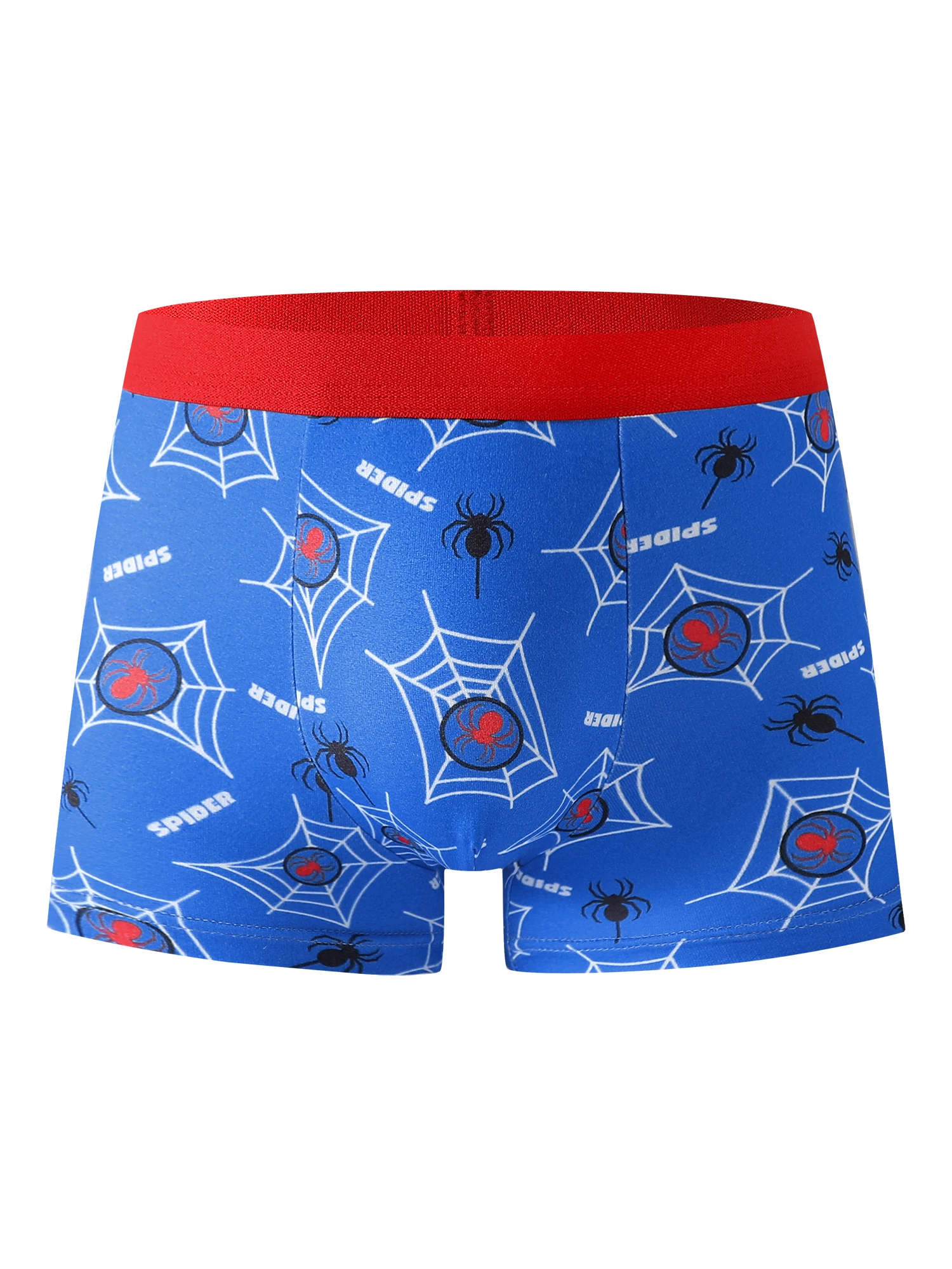 5-Piece Mixed Pack of Boys' Underwear with Spider Print, Cartoon Design, Soft and Comfortable, Casual Cool Street Style for Boys Aged 4-10