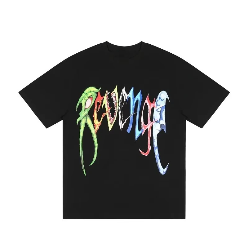 Gothic Font T-Shirt 2D Metal Effect Graphic Tee, Black Streetwear Bold Letter Print Tops for Men Women Casual men clothing