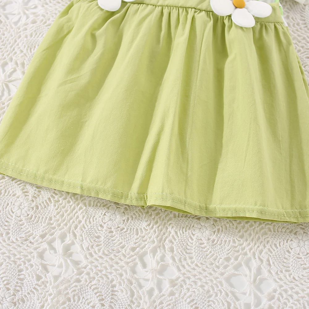 Small Floral Short Sleeved Baby Girl Dress, Summer New Fake Two-Piece Children'S Clothing (6-24 Months)