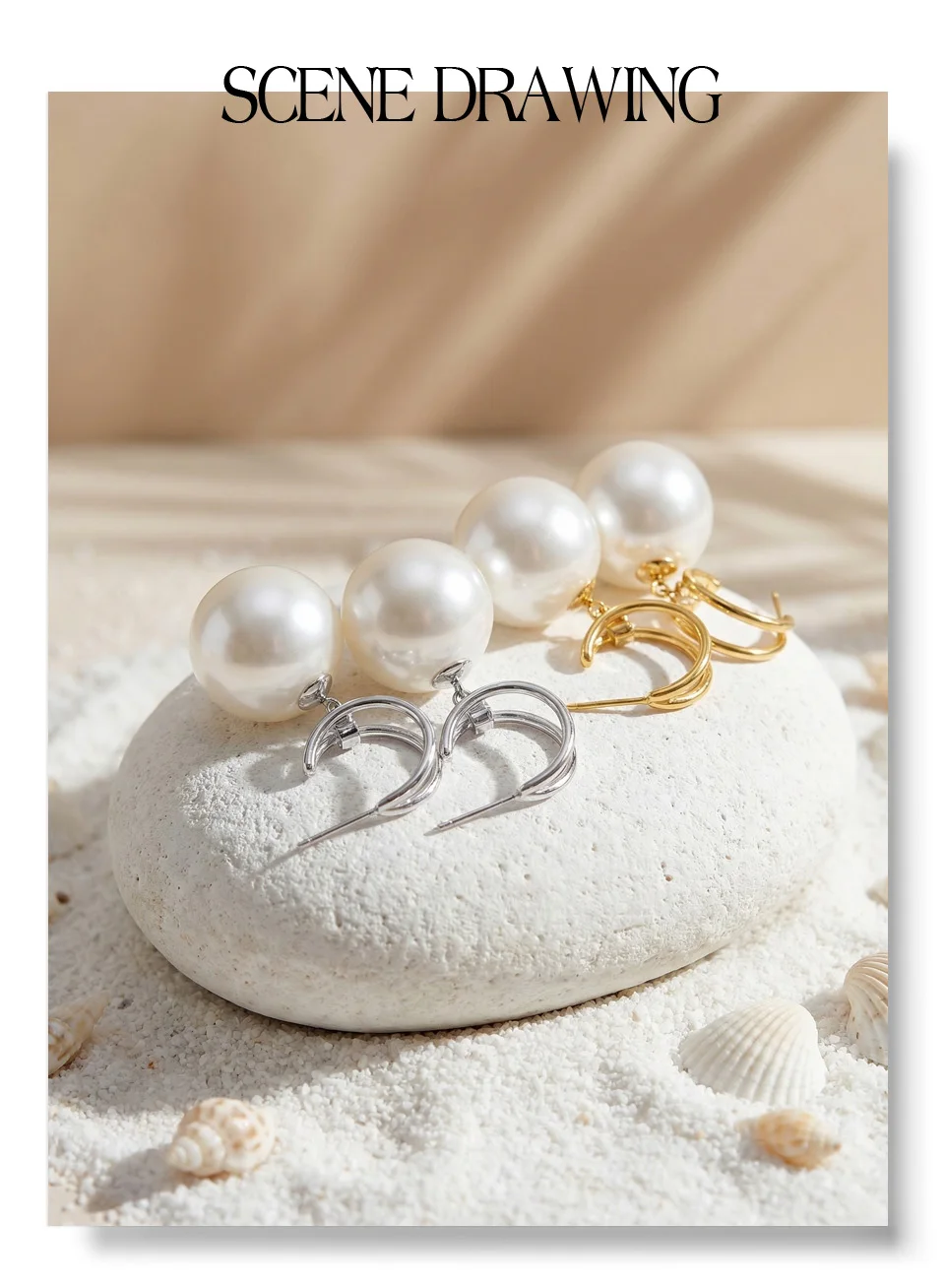 Yhpup 40*40mm Simulated Pearls Big Round Beads Earrings 2026 Stainless Steel Chic Attractive Korean Jewelry for Fashion Women