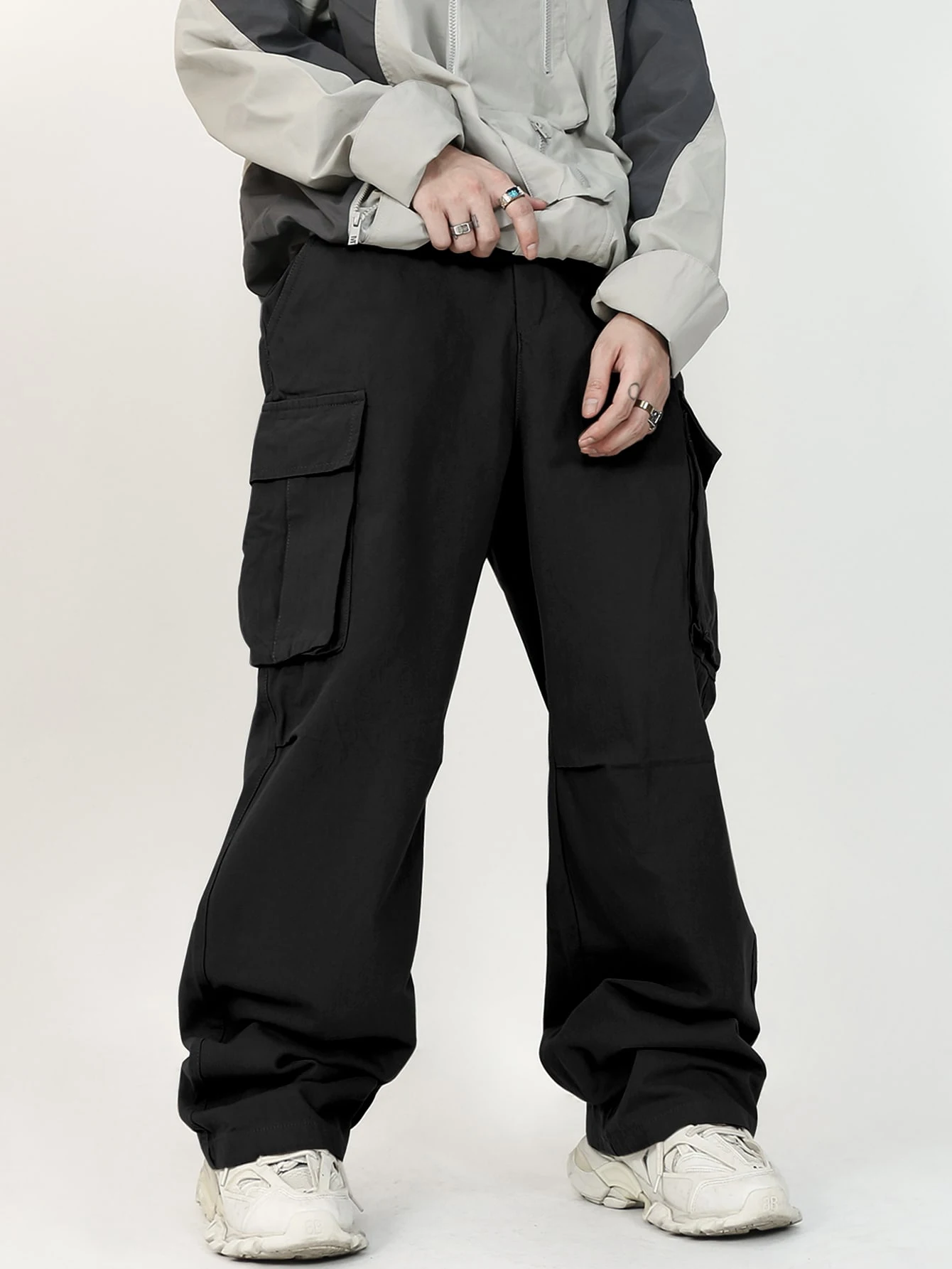 3D Pockets, Street-styling Workwear, Trendy Functional Lacing, Loose-fitting Casual Pants, Men's Straight-cut Fashion