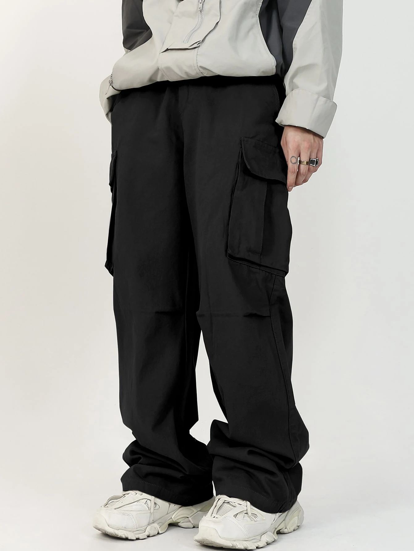 3D Pockets, Street-styling Workwear, Trendy Functional Lacing, Loose-fitting Casual Pants, Men's Straight-cut Fashion
