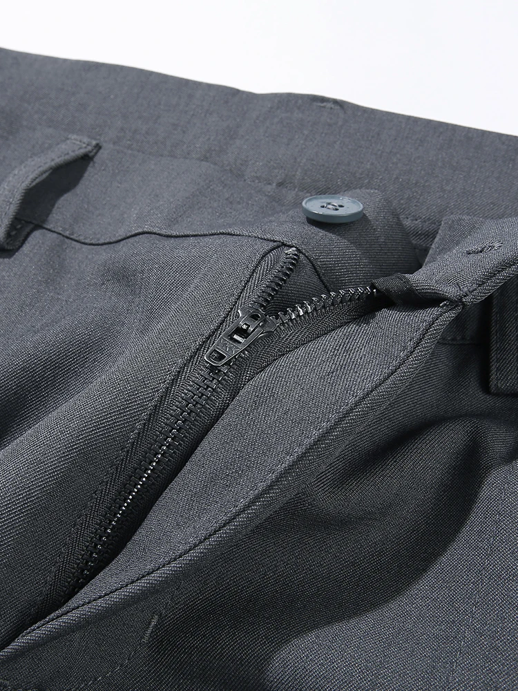 2026 New Korean Men's Casual Pants Banded Waist Stretch Semi-Wide Pleated Suit Slacks Straight Loose Draped Trousers
