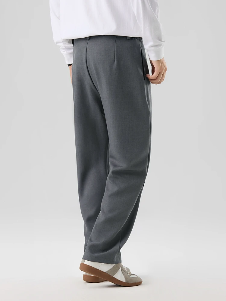 2026 New Korean Men's Casual Pants Banded Waist Stretch Semi-Wide Pleated Suit Slacks Straight Loose Draped Trousers