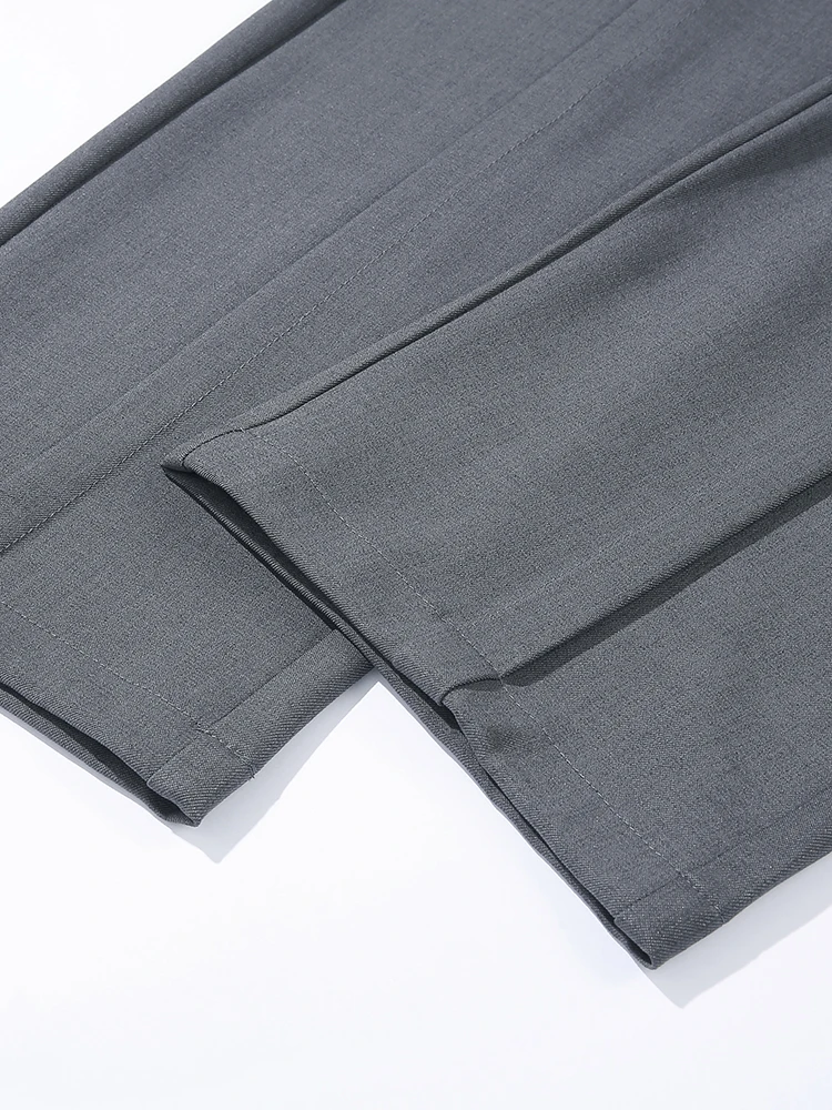 2026 New Korean Men's Casual Pants Banded Waist Stretch Semi-Wide Pleated Suit Slacks Straight Loose Draped Trousers