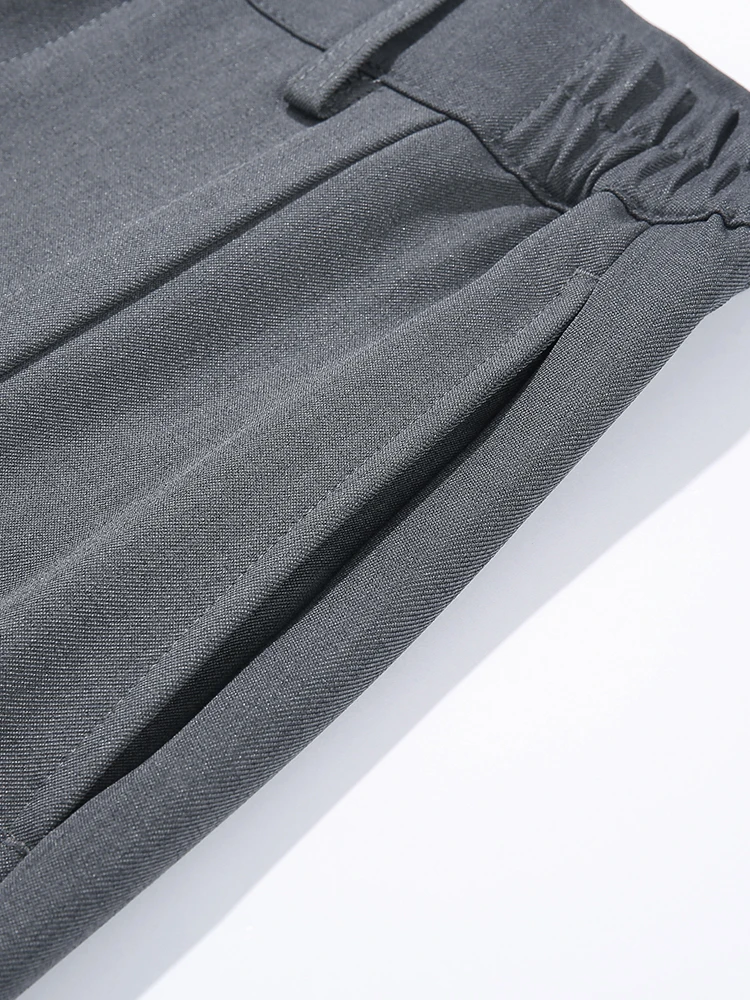 2026 New Korean Men's Casual Pants Banded Waist Stretch Semi-Wide Pleated Suit Slacks Straight Loose Draped Trousers