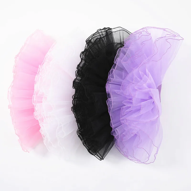 Girls Multi-Layer Mesh Tutu Skirt 360-Degree Big Skirt Shape Exquisite Lock-Stitch Edge Ballet Short Skirt
