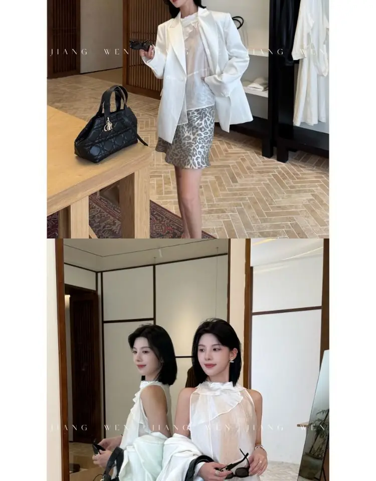 Leopard Printed Skirt Women's Elegant High Waist Office Silver A-Line Chic Skirt Female Evening Party Ladies Fashion Short Skirt