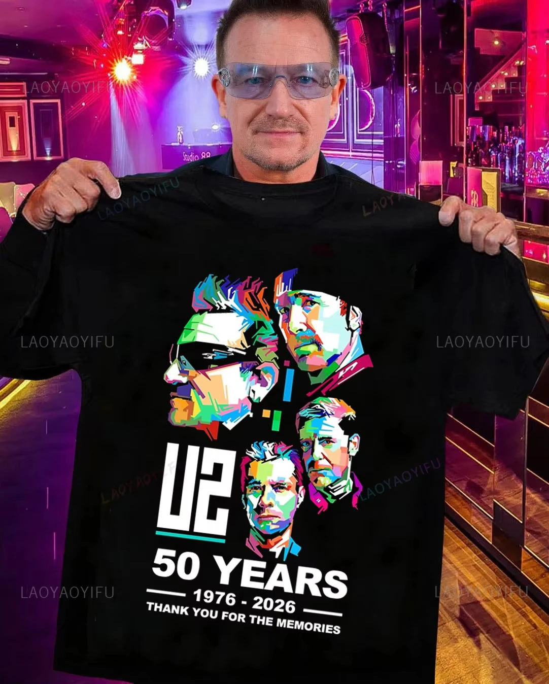2026 New U2 Band 50th Anniversary Pattern High-Quality Comfortable Casual Print Men's T-Shirt