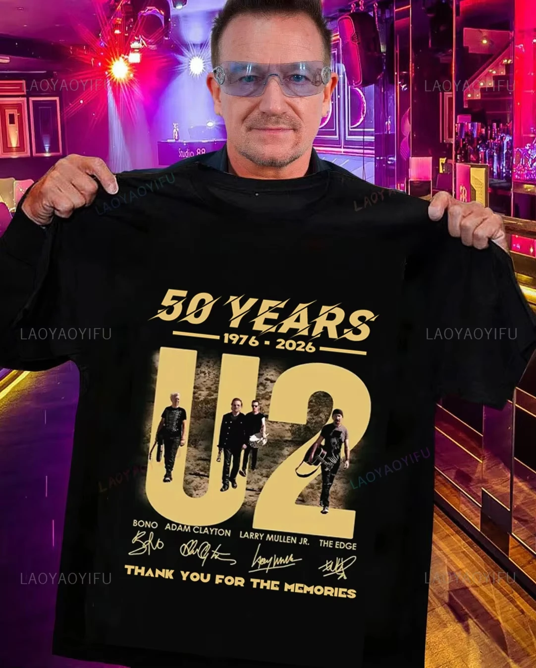 2026 New U2 Band 50th Anniversary Pattern High-Quality Comfortable Casual Print Men's T-Shirt