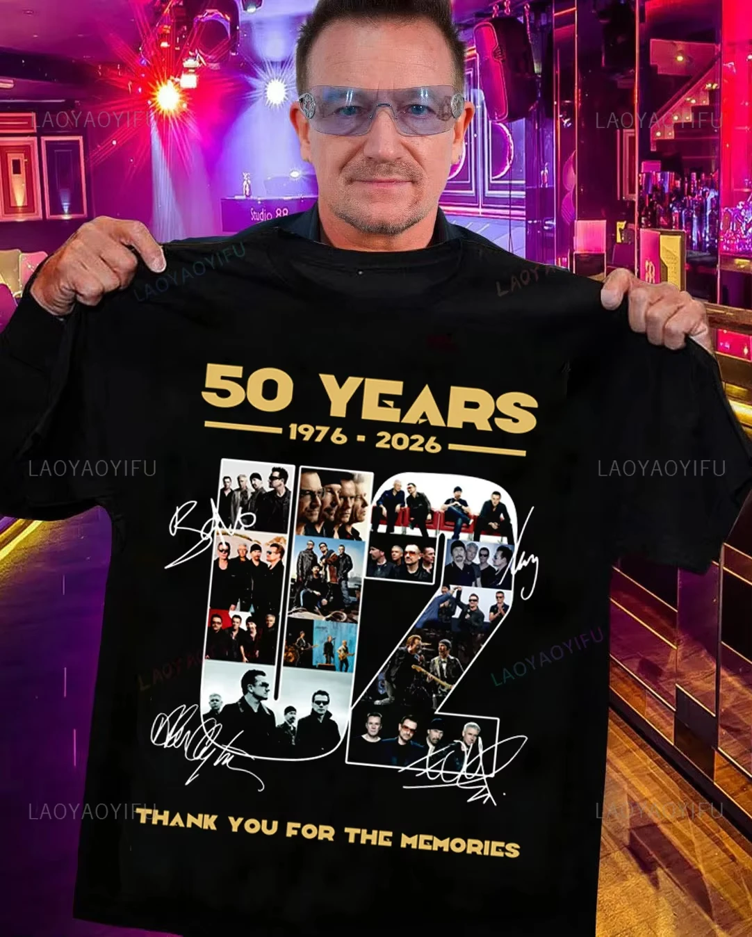 2026 New U2 Band 50th Anniversary Pattern High-Quality Comfortable Casual Print Men's T-Shirt