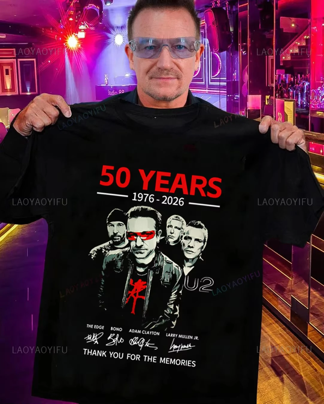 2026 New U2 Band 50th Anniversary Pattern High-Quality Comfortable Casual Print Men's T-Shirt