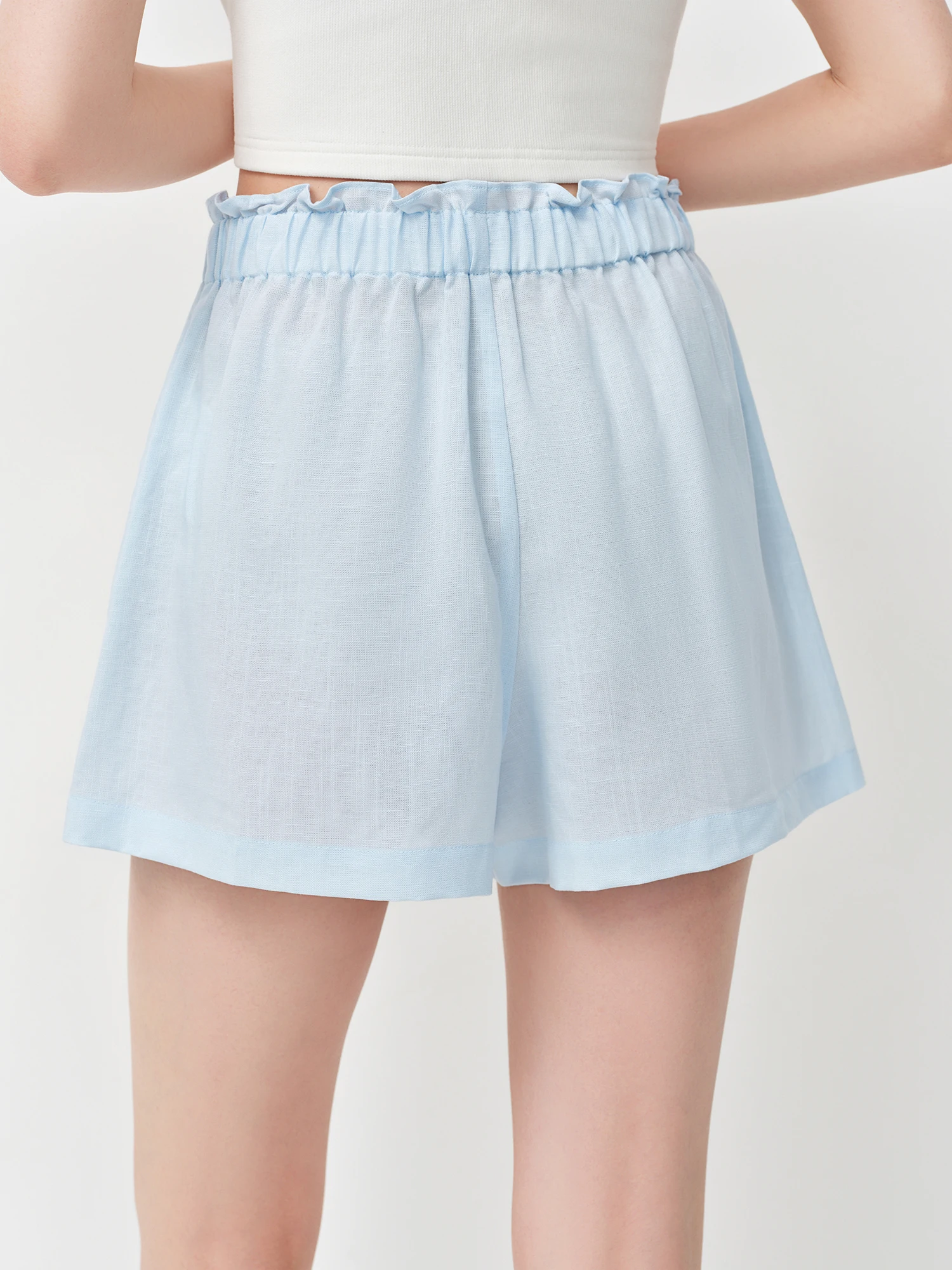 FSLE Linen Shirt Shorts Elastic Waist Trousers Three-piece Set Women Ocean Element Embroidery 2026 Summer Sun-protection Suit