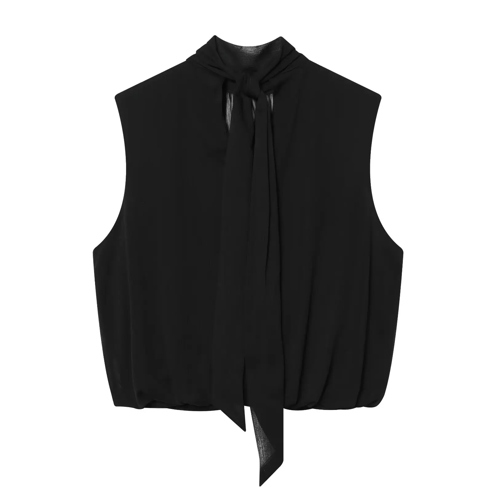 KONDALA Elegant Pleated Balloon Tank Tops Women's Trendy Cross-Pleated Sleeveless Tops 2026 Spring Summer Fashion Semi-See Tops