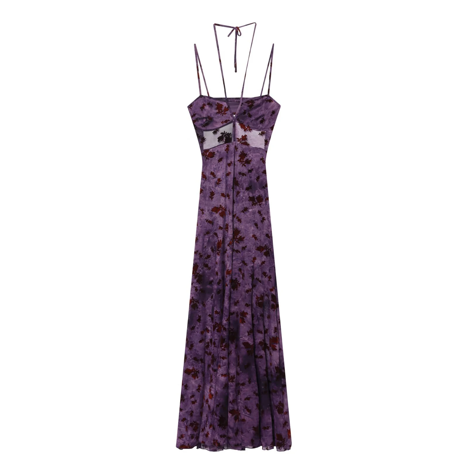 European and American style 2026 spring/summer new French high-end style spicy girl sexy backless plush silk mesh long dress